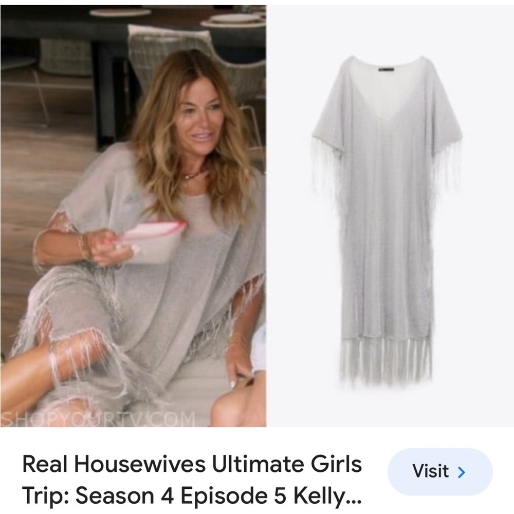 ZARA NWT metallic silver kaftan dress cover up
